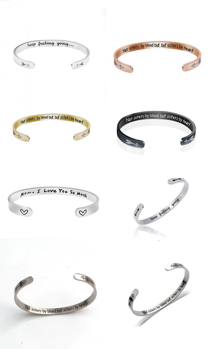 Braceletes feitos sob encomenda C-dados forma forma das mulheres das pulseira das mulheres de aço inoxidável abertas do bracelete da pulseira do encanto do bracelete