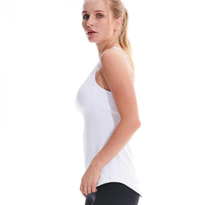   A camiseta de alças da colheita do Longline do sutiã dos esportes das mulheres acolchoou a camiseta de alças de corrida da colheita de camiseta de alças do Gym da ioga do exercício