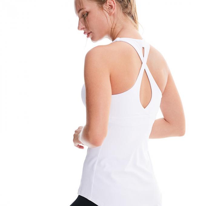 A camiseta de alças da colheita do Longline do sutiã dos esportes das mulheres acolchoou a camiseta de alças de corrida da colheita de camiseta de alças do Gym da ioga do exercício