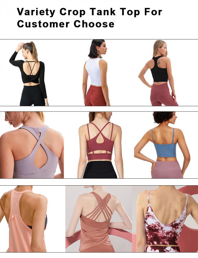 Os esportes por atacado investem a roupa da aptidão das mulheres que corre a beleza superior para trás ostentam a parte superior fraca superior da ioga com sutiã