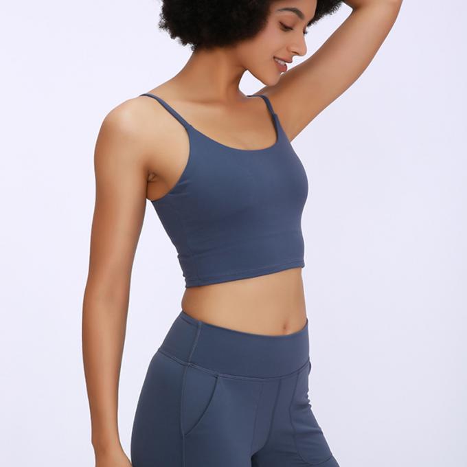 Saling quente Wirefree acolchoou das mulheres de alta qualidade de corrida do sutiã do esporte da ioga da cabeçada da forma do exercício do Gym do apoio médio as camisetas de alças