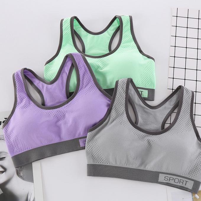 Camiseta de alças contínua à prova de choque de corrida da Rápido-secagem de Wicking do roupa interior da aptidão das mulheres do sutiã dos esportes da forma da cor de Macaron