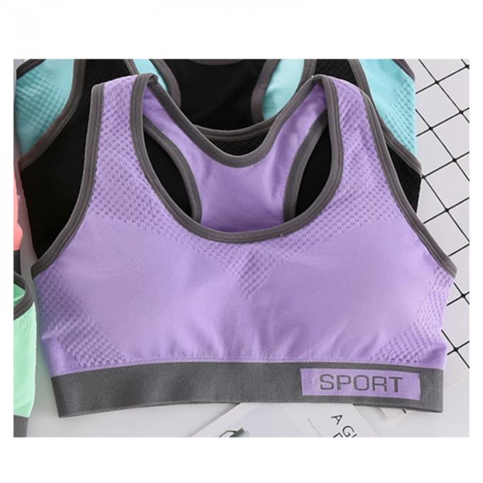 Camiseta de alças contínua à prova de choque de corrida da Rápido-secagem de Wicking do roupa interior da aptidão das mulheres do sutiã dos esportes da forma da cor de Macaron