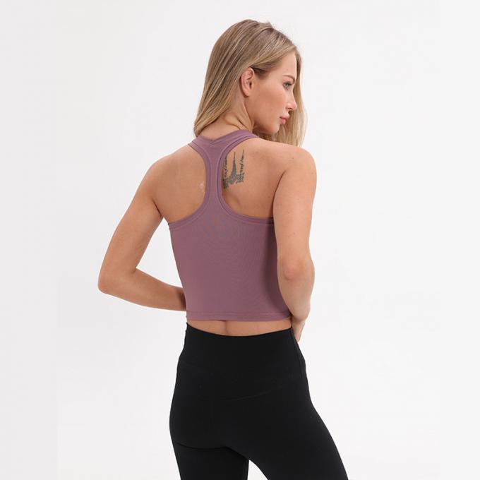O sutiã Wirefree dos esportes do Longline das mulheres por atacado acolchoou das mulheres feitas sob encomenda da camiseta de alças do apoio médio a camiseta de alças branca da colheita