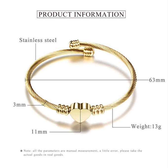 O aço do titânio do cabo Coração-deu forma a relógios da pulseira da forma de Rose Gold Plated Bangle Ladies do bracelete