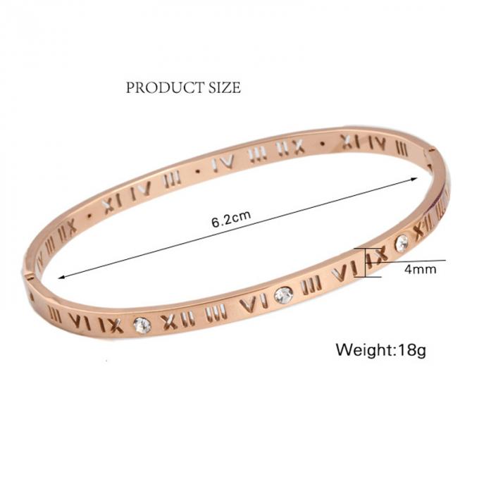 O ouro da forma chapeou pulseira de aço inoxidável e Ring Roman Number Bangle das senhoras da pulseira