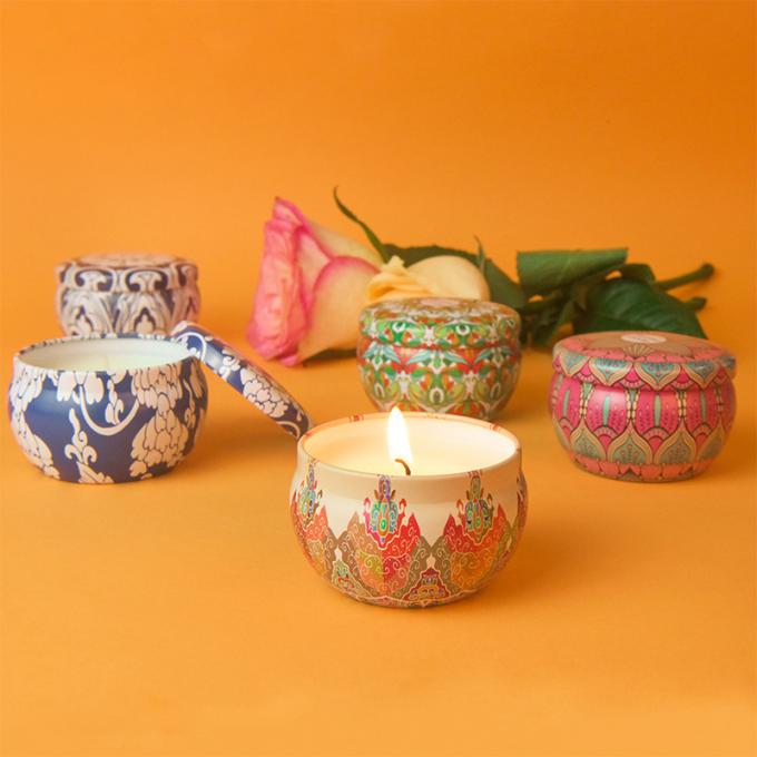 A duração sem fumaça Eco-amigável de Rose Jasmine Scent Mother Day Birthday Valentine Weddings Soy Candle Long Scented Tin Candles