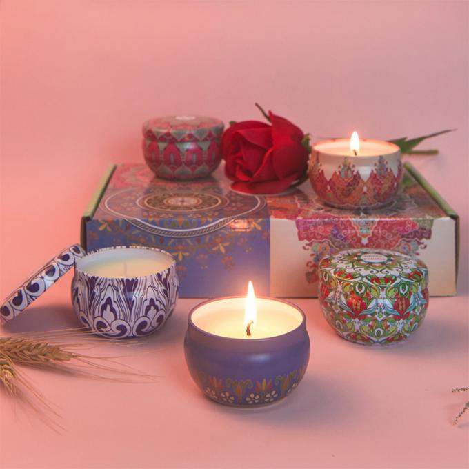 A duração sem fumaça Eco-amigável de Rose Jasmine Scent Mother Day Birthday Valentine Weddings Soy Candle Long Scented Tin Candles
