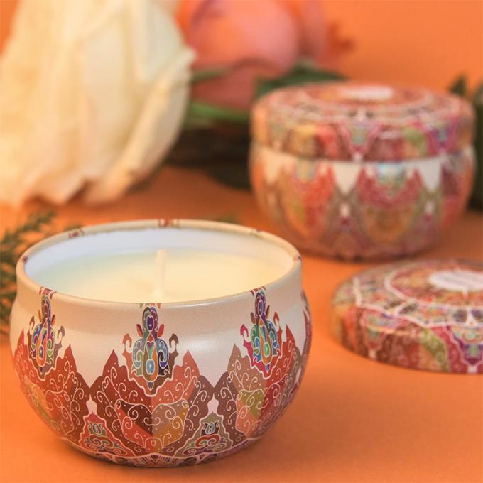 A duração sem fumaça Eco-amigável de Rose Jasmine Scent Mother Day Birthday Valentine Weddings Soy Candle Long Scented Tin Candles