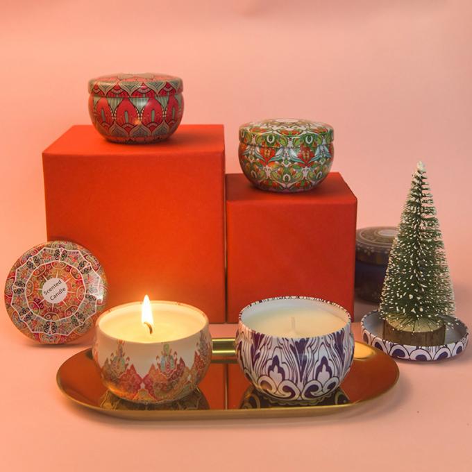 A duração sem fumaça Eco-amigável de Rose Jasmine Scent Mother Day Birthday Valentine Weddings Soy Candle Long Scented Tin Candles
