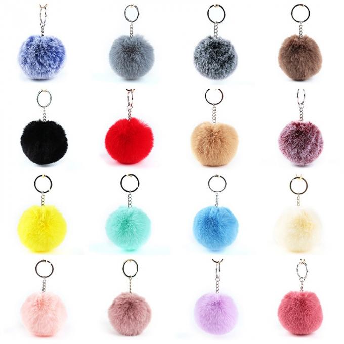 O saco macio por atacado do carro dos acessórios da corrente chave de Pom Pom Keychain Artificial Fur Ball encanta a pele Pom Keychain