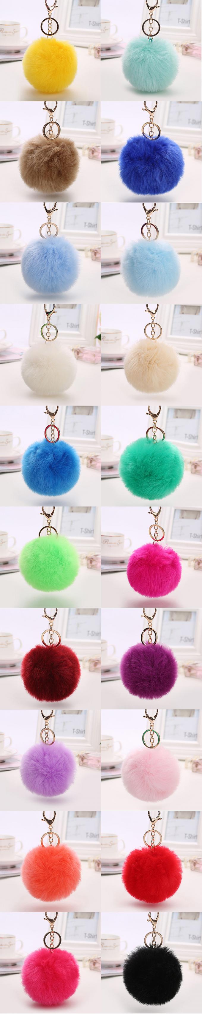 O saco macio por atacado do carro dos acessórios da corrente chave de Pom Pom Keychain Artificial Fur Ball encanta a pele Pom Keychain