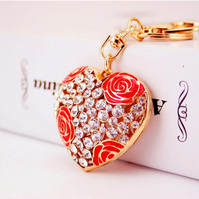 As senhoras Diamante-enchidas criativas perfumam o metal fêmea Crystal Keychain do cristal de rocha dos acessórios do saco da corrente chave de garrafa