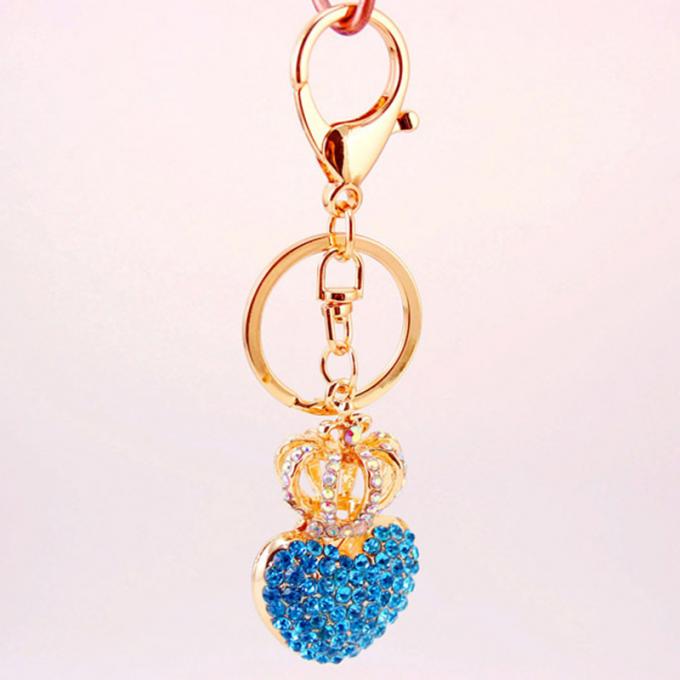 As senhoras Diamante-enchidas criativas perfumam o metal fêmea Crystal Keychain do cristal de rocha dos acessórios do saco da corrente chave de garrafa