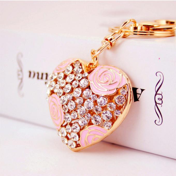 As senhoras Diamante-enchidas criativas perfumam o metal fêmea Crystal Keychain do cristal de rocha dos acessórios do saco da corrente chave de garrafa