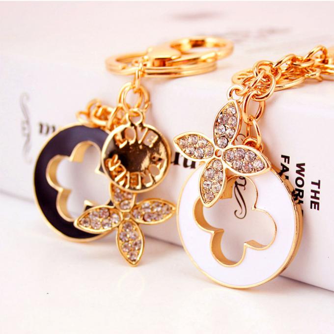 As senhoras Diamante-enchidas criativas perfumam o metal fêmea Crystal Keychain do cristal de rocha dos acessórios do saco da corrente chave de garrafa