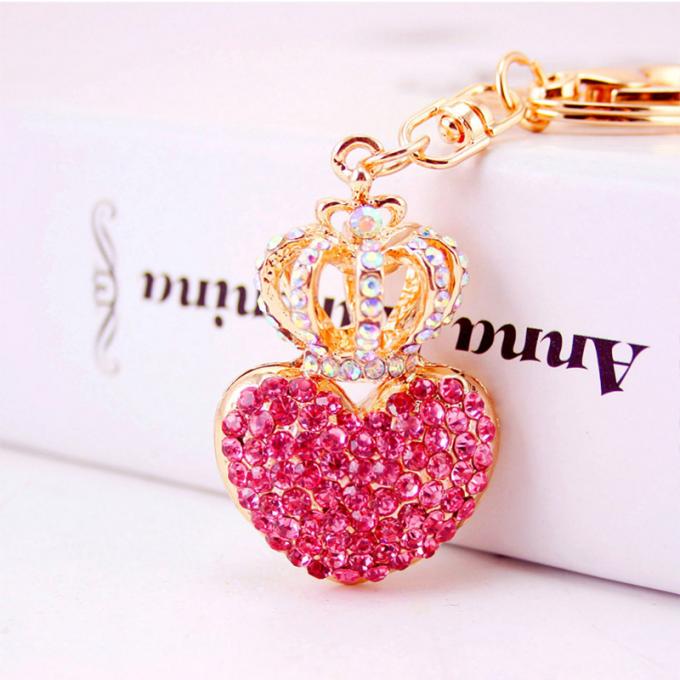 As senhoras Diamante-enchidas criativas perfumam o metal fêmea Crystal Keychain do cristal de rocha dos acessórios do saco da corrente chave de garrafa