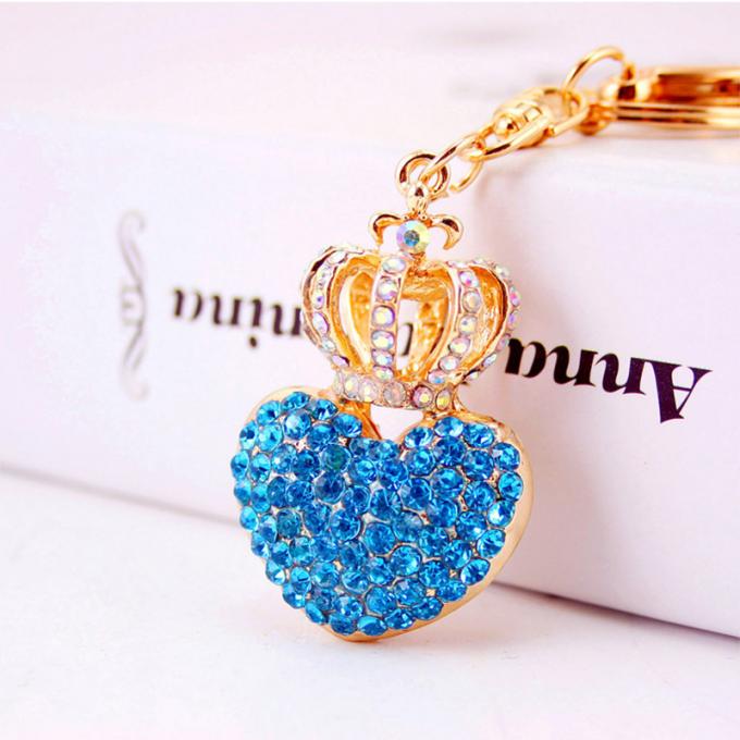 As senhoras Diamante-enchidas criativas perfumam o metal fêmea Crystal Keychain do cristal de rocha dos acessórios do saco da corrente chave de garrafa
