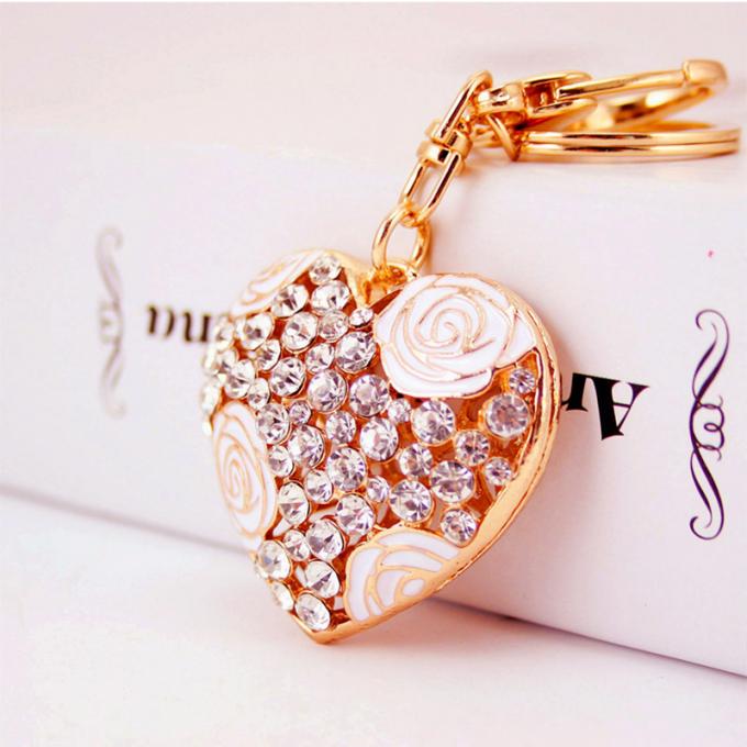 As senhoras Diamante-enchidas criativas perfumam o metal fêmea Crystal Keychain do cristal de rocha dos acessórios do saco da corrente chave de garrafa