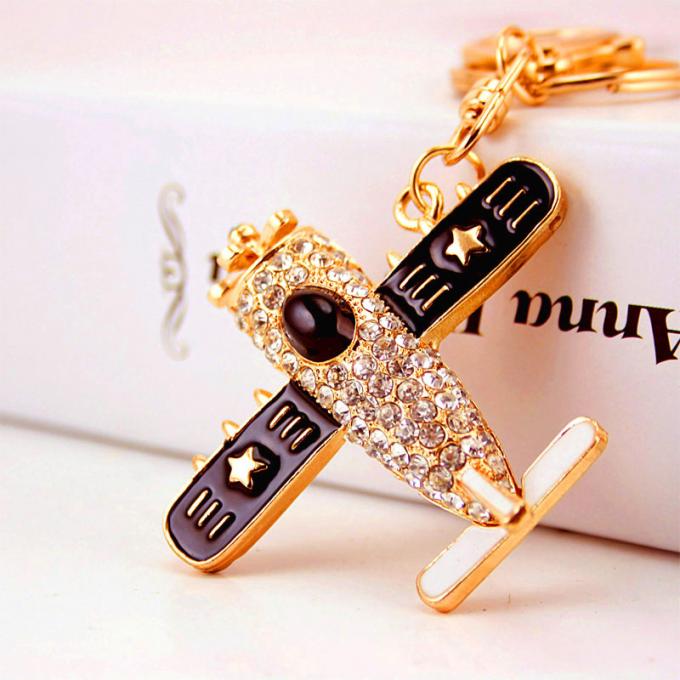 Corrente chave da motocicleta de Diamond Crystal Model Men por atacado da porta-chaves do pendente do metal do helicóptero do avião