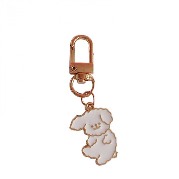 Desenhos animados bonitos Keychains dos acessórios pequenos por atacado dos ornamento do saco do pendente do metal da flor da corrente chave do coelho para mulheres
