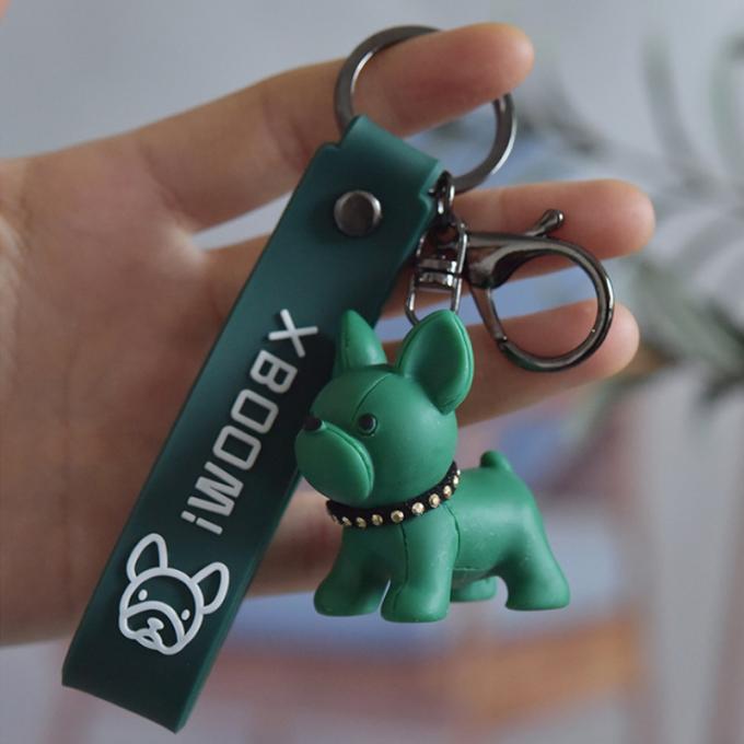Corrente chave feita sob encomenda de buldogues franceses do plutônio de Pit Bull Car Key Ring da resina criativa por atacado do presente