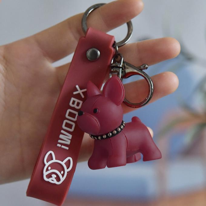 Corrente chave feita sob encomenda de buldogues franceses do plutônio de Pit Bull Car Key Ring da resina criativa por atacado do presente