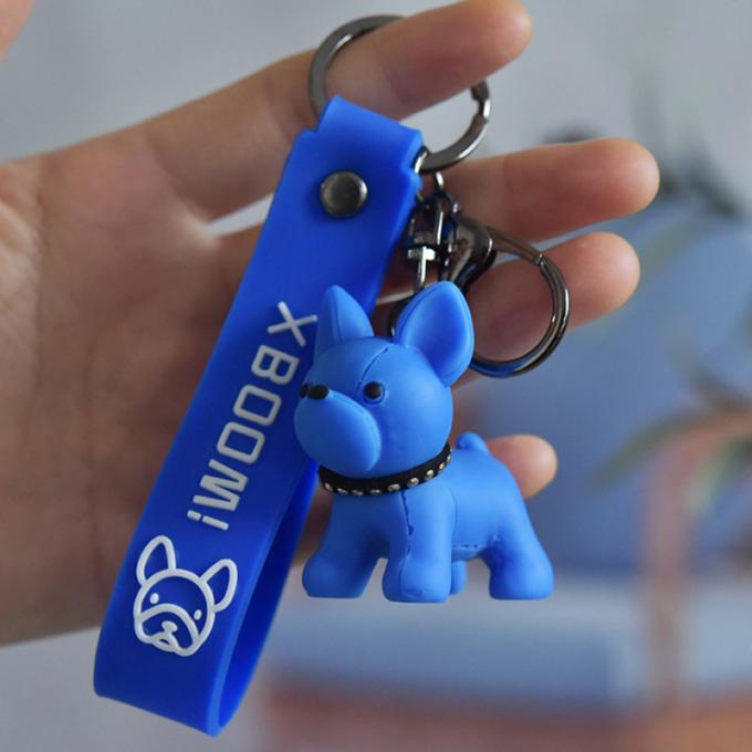 Corrente chave feita sob encomenda de buldogues franceses do plutônio de Pit Bull Car Key Ring da resina criativa por atacado do presente