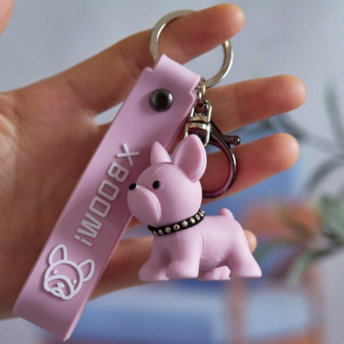 Corrente chave feita sob encomenda de buldogues franceses do plutônio de Pit Bull Car Key Ring da resina criativa por atacado do presente