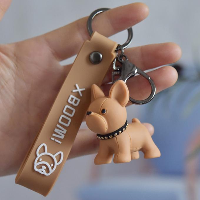 Corrente chave feita sob encomenda de buldogues franceses do plutônio de Pit Bull Car Key Ring da resina criativa por atacado do presente
