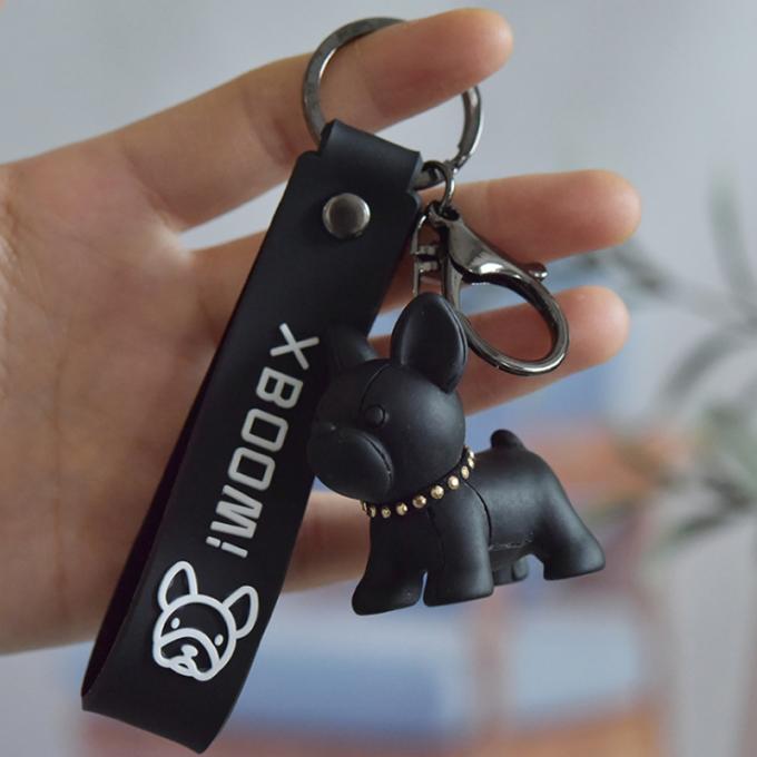 Corrente chave feita sob encomenda de buldogues franceses do plutônio de Pit Bull Car Key Ring da resina criativa por atacado do presente