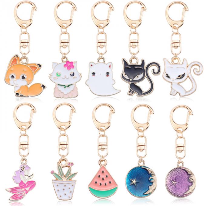 Acessórios chaves por atacado Keyhains de cristal de Diamond Crystal Mermaids Watermelons Moon Car Ring Metal Pendant Women Bag para presentes